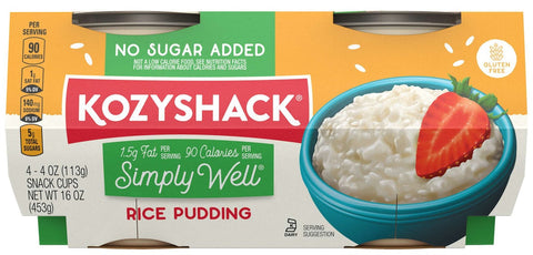 Kozy Shack Simply Well Rice Pudding - Multipack, 16 Ounce -- 12 per case
